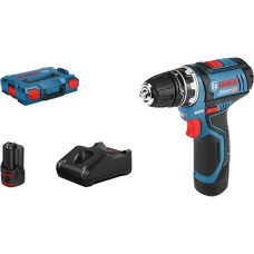 Bosch Akku-Bohrschrauber GSR 12V-15 FC Professional, 12Volt(blau/schwarz, 2x Li-Ionen Akku 2,0Ah, in L-BOXX)