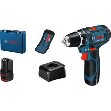 Bosch Akku-Bohrschrauber GSR 12V-15 Professional, 12Volt(blau/schwarz, 2x Li-Ionen Akku 2,0Ah, 10 Bits, Koffer)
