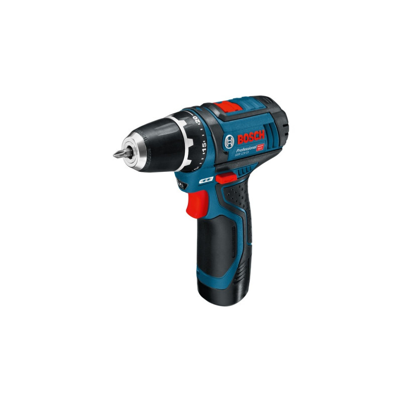 Bosch Akku-Bohrschrauber GSR 12V-15 Professional, 12 Volt(blau/schwarz, 2x Li-Ionen Akku 2,0Ah)