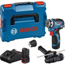 Bosch Akku-Bohrschrauber GSR 12V-35 FC Professional, 12Volt(blau/schwarz, 2x Li-Ionen Akku 3,0Ah, mit FlexiClick Aufsätzen, L-BOXX)