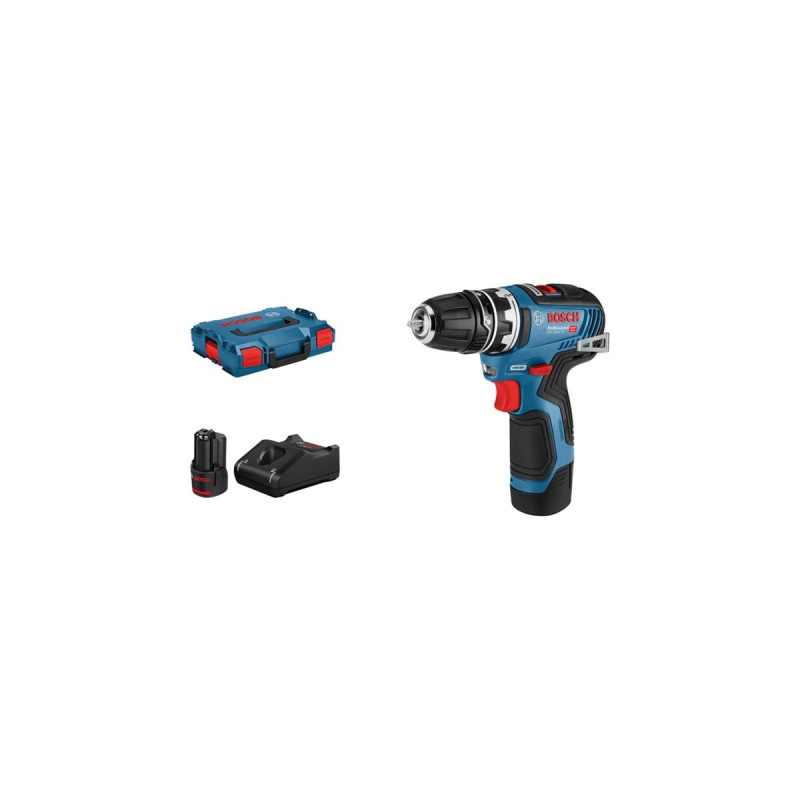 Bosch Akku-Bohrschrauber GSR 12V-35 FC Professional, 12Volt(blau/schwarz, 2x Li-Ionen Akku 3,0Ah, mit FlexiClick Bohrfutter, L-BOXX, Outlet)