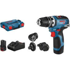 Bosch Akku-Bohrschrauber GSR 12V-35 FC Professional, 12Volt(blau/schwarz, 2x Li-Ionen Akku 3,0Ah, mit FlexiClick Aufsätzen, L-BOXX)
