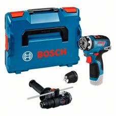 Bosch Akku-Bohrschrauber GSR 12V-35 FC Professional solo, 12Volt(blau/schwarz, ohne Akku und Ladegerät, mit FlexiClick Aufsätzen, L-BOXX)