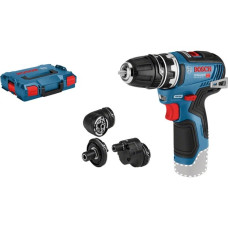 Bosch Akku-Bohrschrauber GSR 12V-35 FC solo Professional, 12Volt(blau/schwarz, ohne Akku und Ladegerät, mit FlexiClick Aufsätzen, L-BOXX)