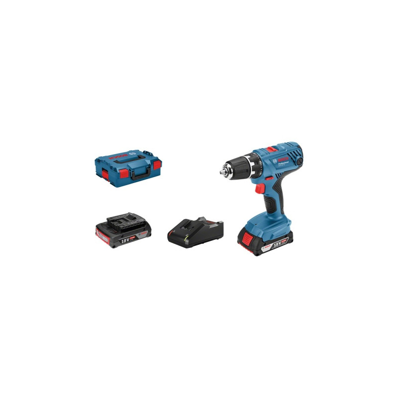 Bosch Akku-Bohrschrauber GSR 18V-21 Professional, 18Volt(blau/schwarz, 2x Li-Ionen Akku 2,0Ah, in L-BOXX)