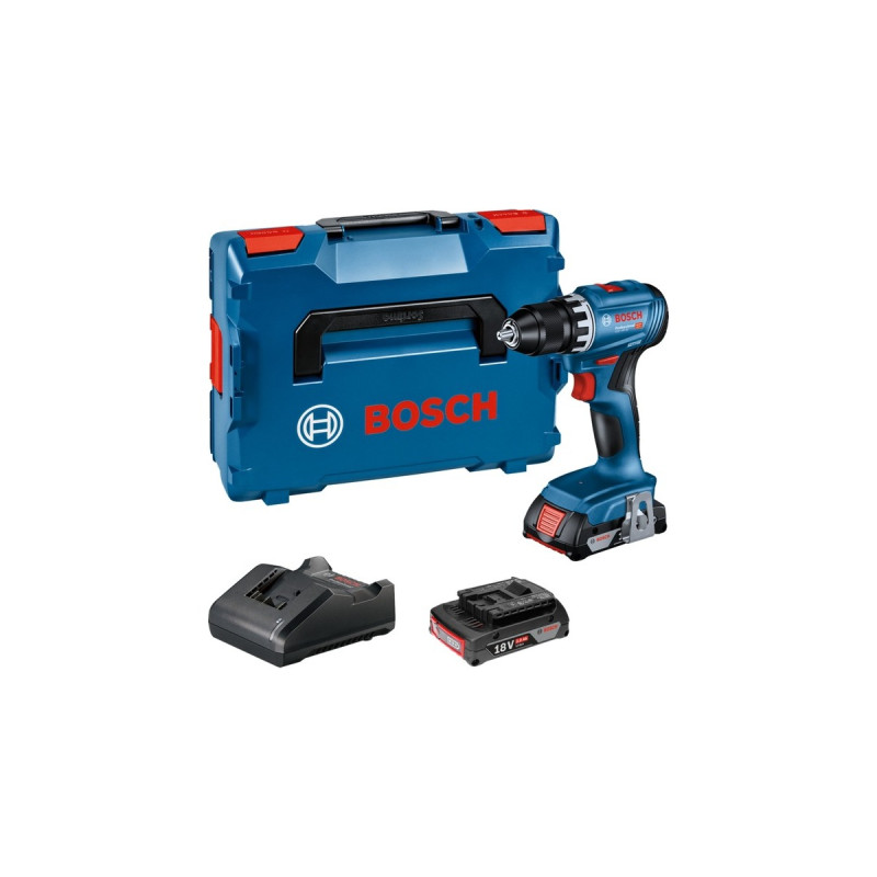 Bosch Akku-Bohrschrauber GSR 18V-45 Professional, 18Volt(blau/schwarz, 2x Li-Ionen Akku 2,0Ah, in L-BOXX)