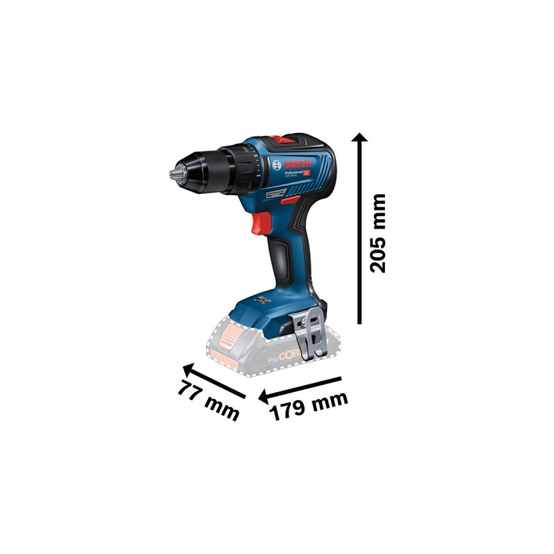 Bosch Akku-Bohrschrauber GSR 18V-55 Professional, 18Volt(blau/schwarz, 2x Li-Ion Akku 4,0Ah, L-Case Pick & Click, 82-teiliges Zubehör-Set)