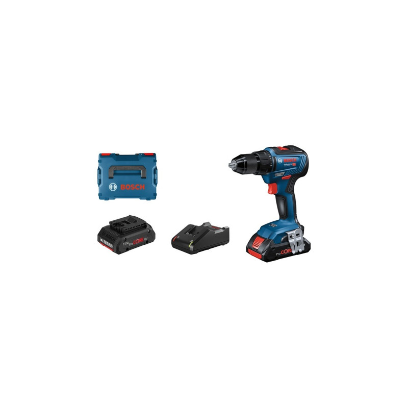 Bosch Akku-Bohrschrauber GSR 18V-55 Professional, 18Volt(blau/schwarz, 2x Li-Ion Akku ProCORE18V 4,0Ah, L-BOXX)