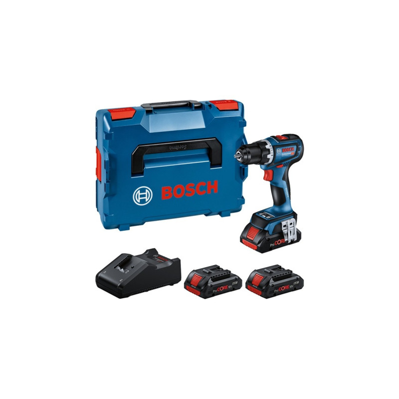 Bosch Akku-Bohrschrauber GSR 18V-90 C Professional, 18Volt(blau/schwarz, 3x Li-Ion Akku ProCORE18V 4,0Ah, in L-BOXX)
