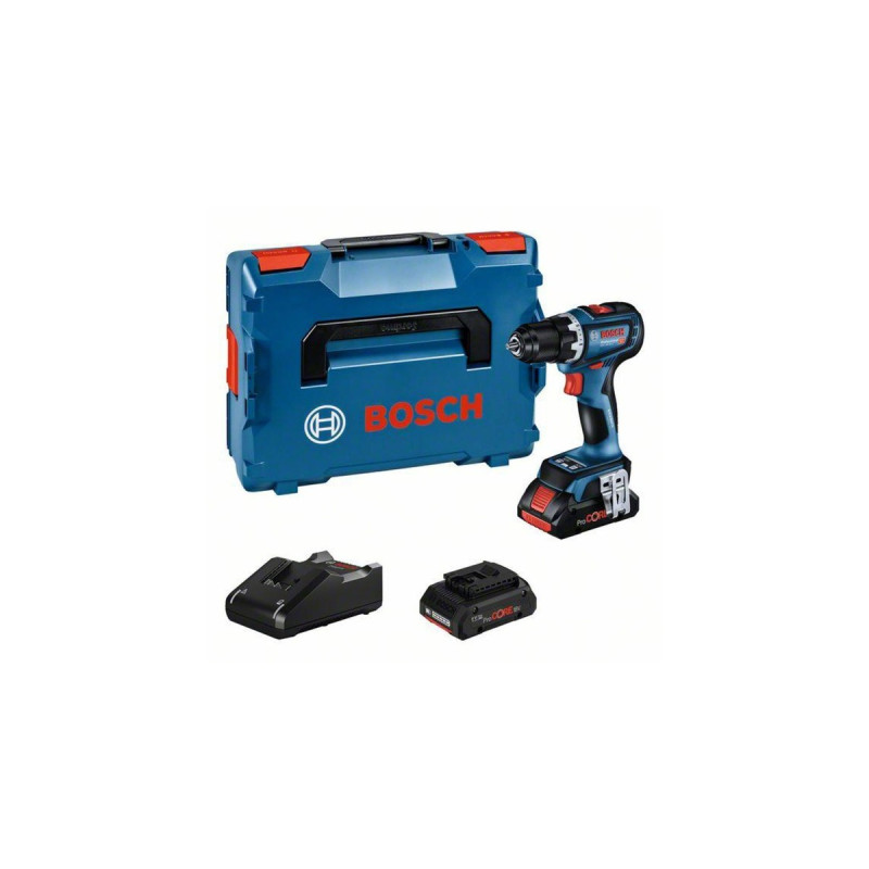 Bosch Akku-Bohrschrauber GSR 18V-90 C Professional, 18Volt(blau/schwarz, 2x Li-Ion Akku ProCORE18V 4,0Ah, Bluetooth Modul, in L-BOXX)