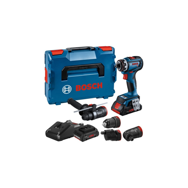 Bosch Akku-Bohrschrauber GSR 18V-90 FC Professional, 18Volt(blau/schwarz, 2x Akku ProCORE18V 4,0Ah, in L-BOXX)