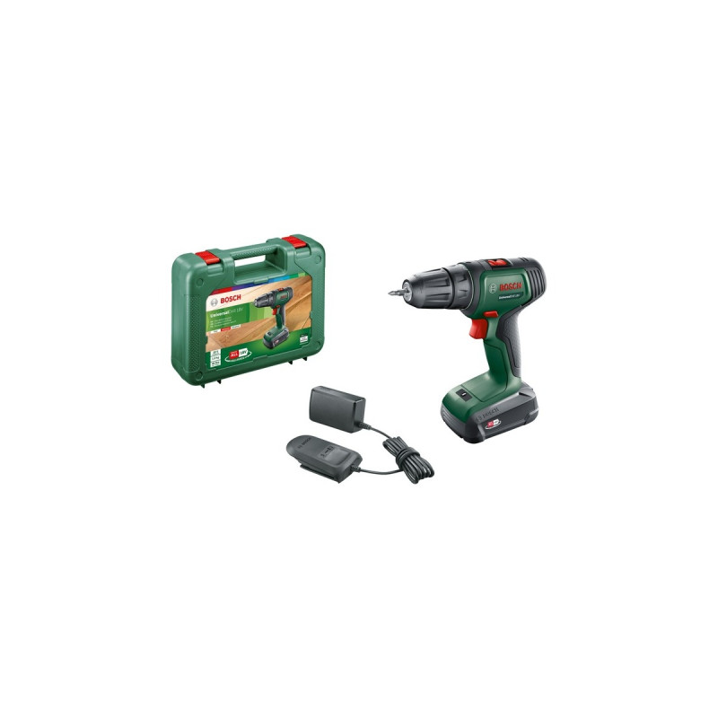 Bosch Akku-Bohrschrauber UniversalDrill 18V(grün/schwarz, Li-Ionen Akku 1,5Ah, Koffer, POWER FOR ALL ALLIANCE)