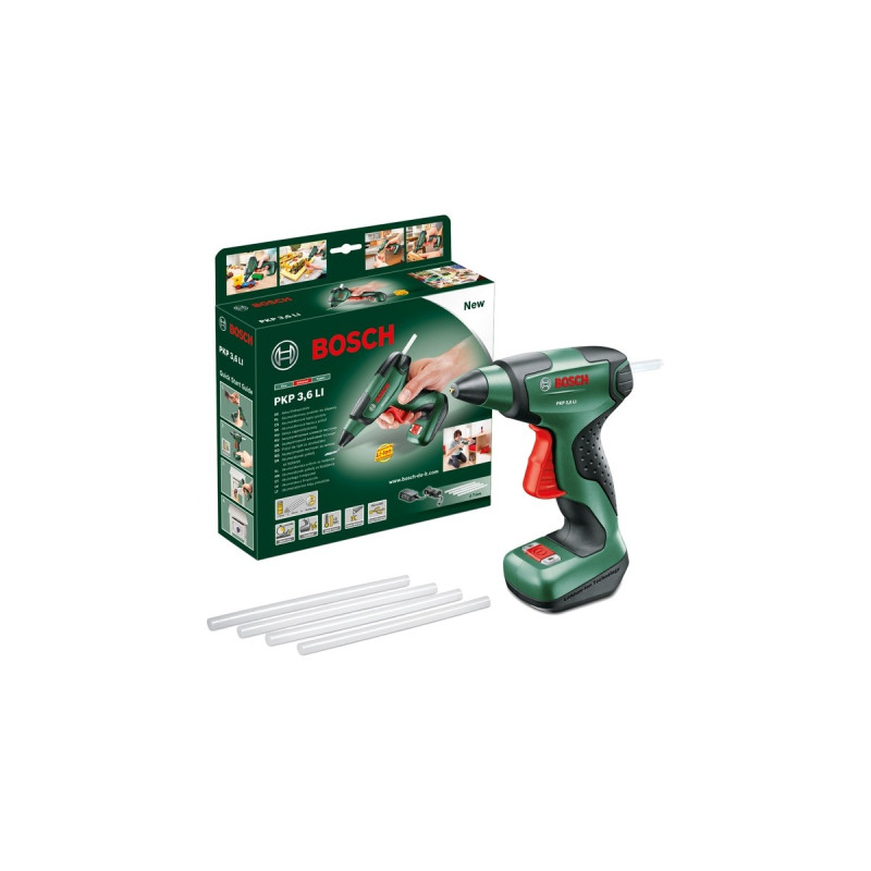 Bosch Akku-Heißklebepistole PKP 3,6 LI(grün/schwarz, Li-Ionen-Akku 1,5 Ah)