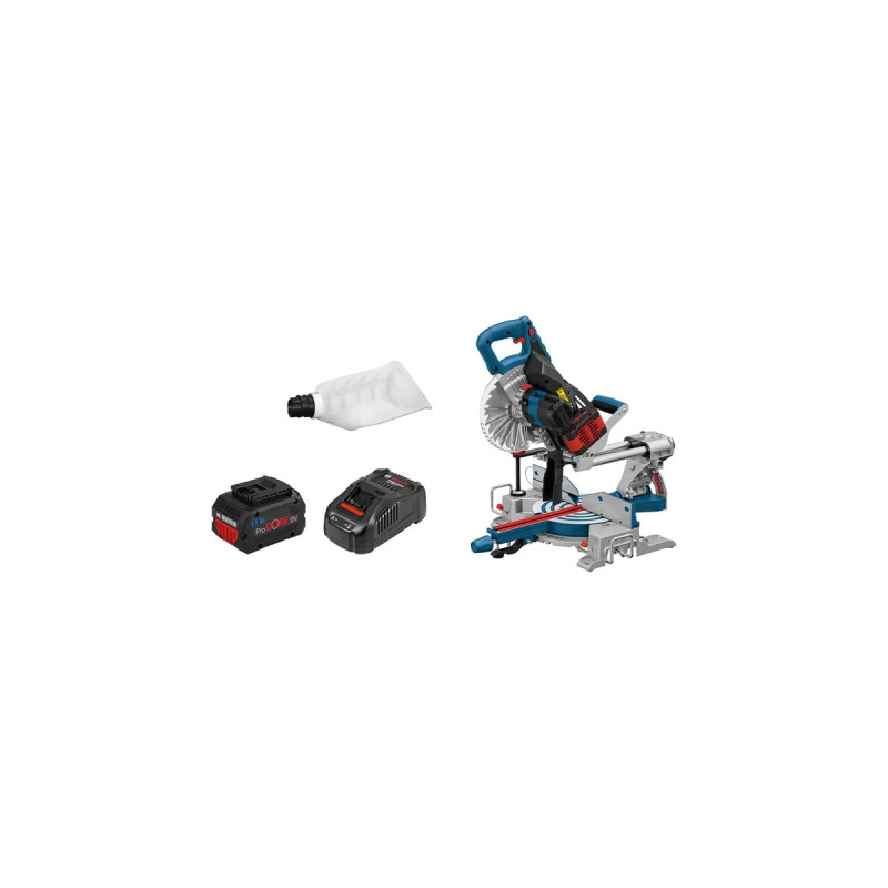 Bosch Akku-Kapp-und Gehrungssäge BITURBO GCM 18V-216 Professional, 18Volt(blau, 2x Akku ProCORE18V 5,5Ah)