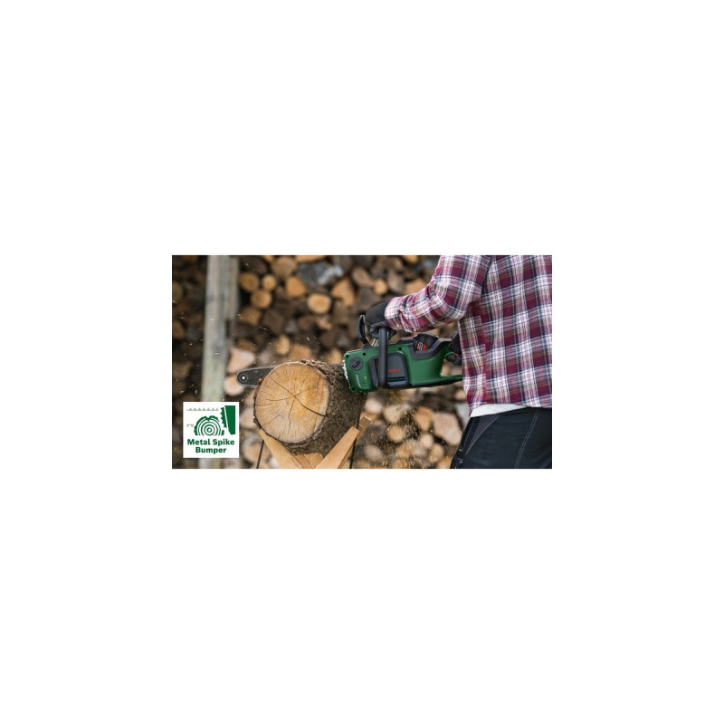 Bosch Akku-Kettensäge AdvancedChain 36V 35-40, 36Volt, Elektro-Kettensäge(grün/schwarz, Li-Ionen Akku 2,0Ah, POWER FOR ALL)