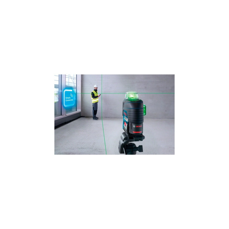 Bosch Akku-Linienlaser GLL 3-80 CG Professional, 12Volt, mit BM 1, Kreuzlinienlaser(blau/schwarz, Li-Ionen Akku 2Ah, in L-BOXX, grüne Laserlinien)