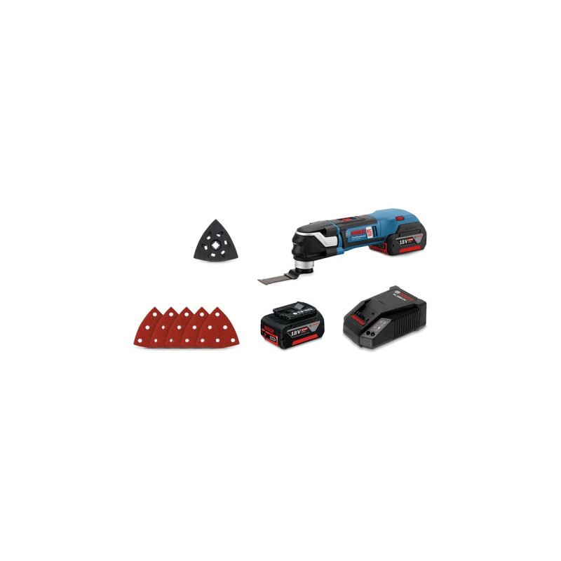 Bosch Akku-Multi-Cutter GOP 18V-28 Professional, 18Volt, Multifunktions-Werkzeug(blau/schwarz, 2x Li-Ionen Akku 5,0Ah, L-BOXX)