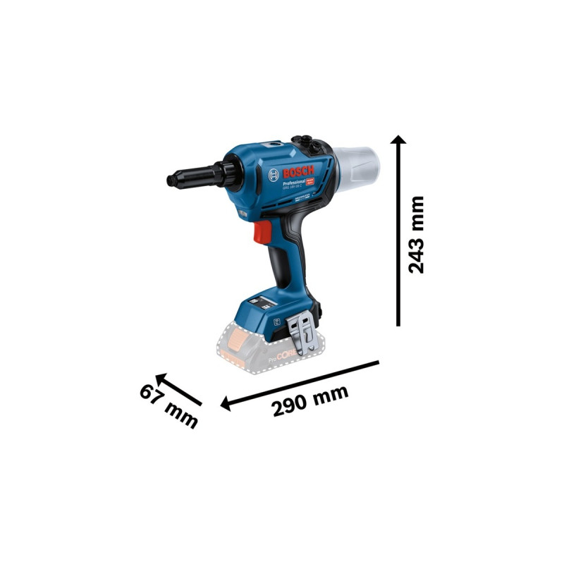 Bosch Akku-Nietpistole GRG 18V-16 C Professional, 18Volt(blau/schwarz, 2x Li-Ion Akku ProCORE18V 4,0Ah, in L-BOXX)