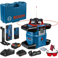 Bosch Akku-Rotationslaser GRL 600 CHV Professional, 18Volt, mit Halterung(blau, Akku ProCORE18V 4,0Ah, Koffer, rote Laserlinie)