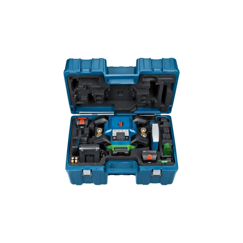 Bosch Akku-Rotationslaser GRL 650 CVHG Professional, 18Volt, mit Baustativ(blau, Akku ProCORE18V 4,0Ah, Koffer, grüne Laserlinie)