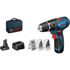 Bosch Akku-Schlagbohrschrauber GSB 12V-15 Professional, 12 Volt(blau/schwarz, Li-Ionen Akku 2,0Ah, Li-Ionen Akku 4,0Ah, Bohrer- & Bit-Set)