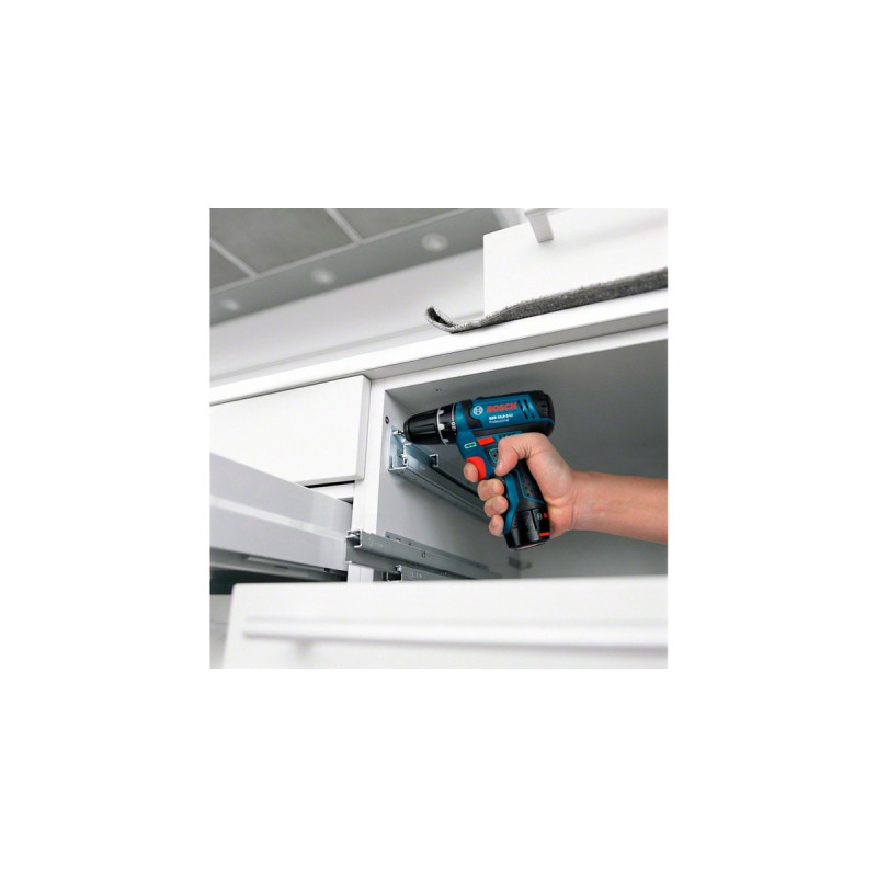 Bosch Akku-Schlagbohrschrauber GSB 12V-15 Professional, 12 Volt, Schlagbohrmaschine(blau/schwarz, 2x Li-Ionen Akku 2,0Ah)