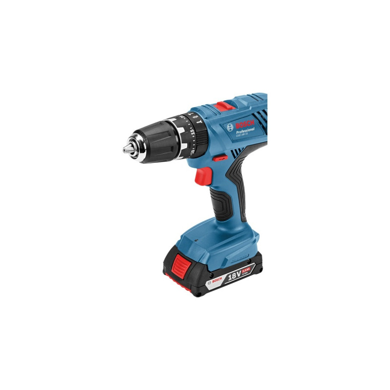 Bosch Akku-Schlagbohrschrauber GSB 18V-21 Professional, 18Volt, Schlagbohrmaschine(blau/schwarz, 2x Li-Ionen Akku 2,0Ah, in L-BOXX)