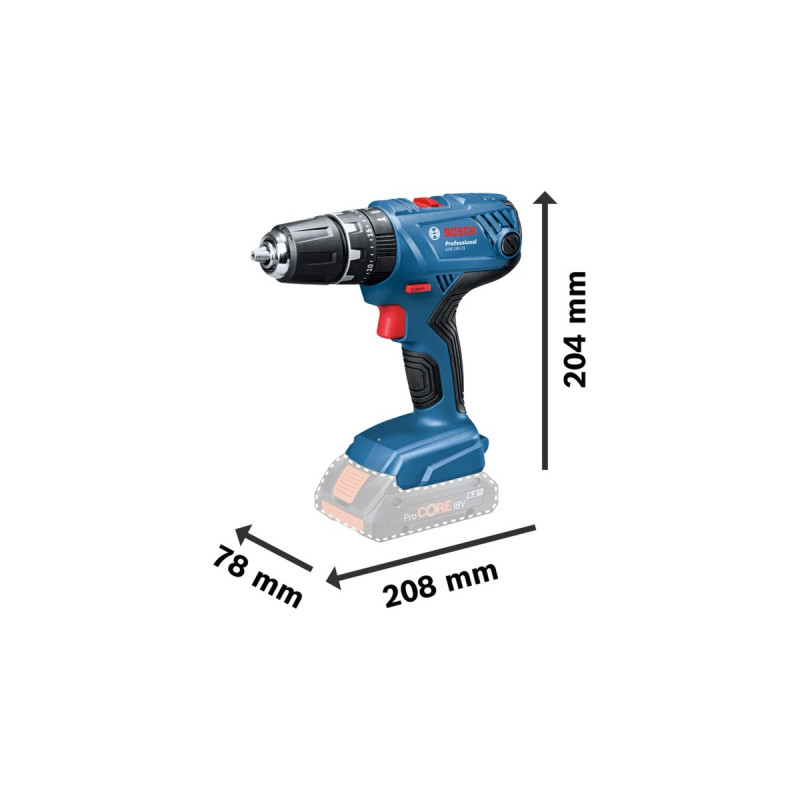 Bosch Akku-Schlagbohrschrauber GSB 18V-21 Professional solo, 18Volt(blau/schwarz, ohne Akku und Ladegerät, L-BOXX)