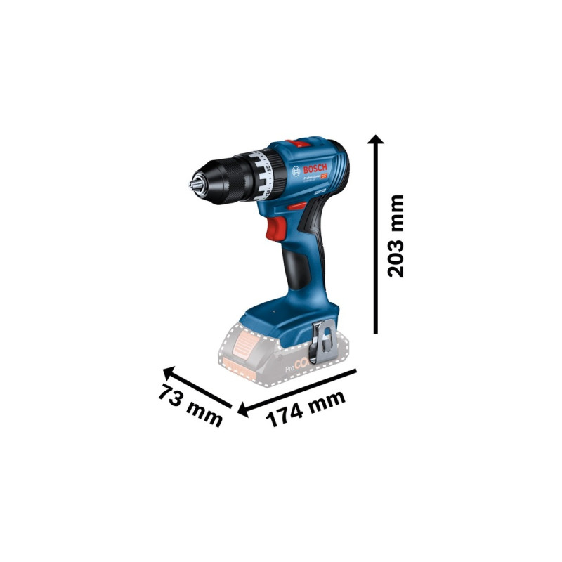 Bosch Akku-Schlagbohrschrauber GSB 18V-45 Professional solo, 18Volt(blau/schwarz, ohne Akku und Ladegerät, in L-BOXX)