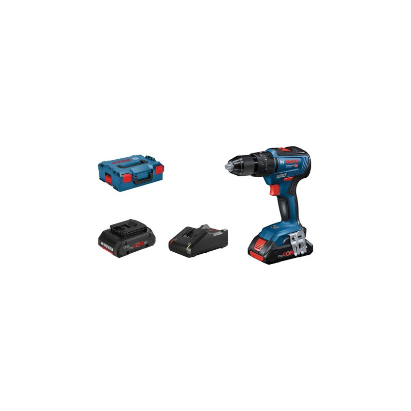 Bosch Akku-Schlagbohrschrauber GSB 18V-55 Professional, 18Volt, Schlagbohrmaschine(blau/schwarz, 2x Li-Ion Akku ProCORE18V 4,0Ah, L-BOXX)