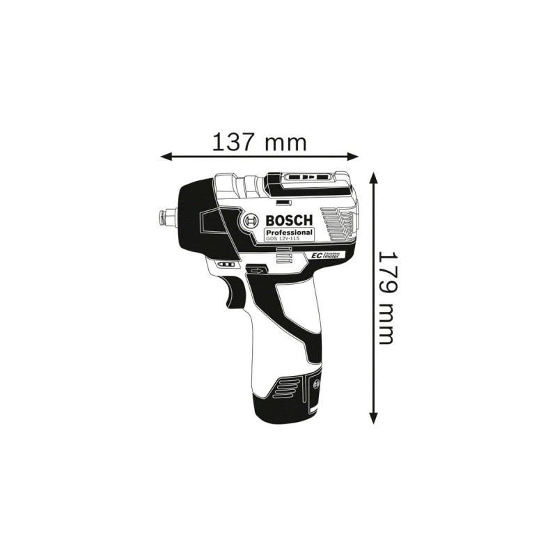 Bosch Akku-Schlagschrauber GDS 12V-115 Professional solo, 12Volt(blau/schwarz, ohne Akku und Ladegerät)