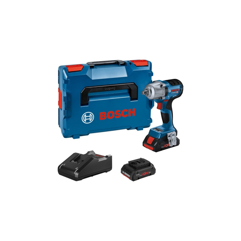 Bosch Akku-Schlagschrauber GDS 18V-450 HC Professional, 18Volt(blau/schwarz, 2x Li-Ion Akku ProCORE18V 4,0Ah, Bluetooth Modul, in L-BOXX)