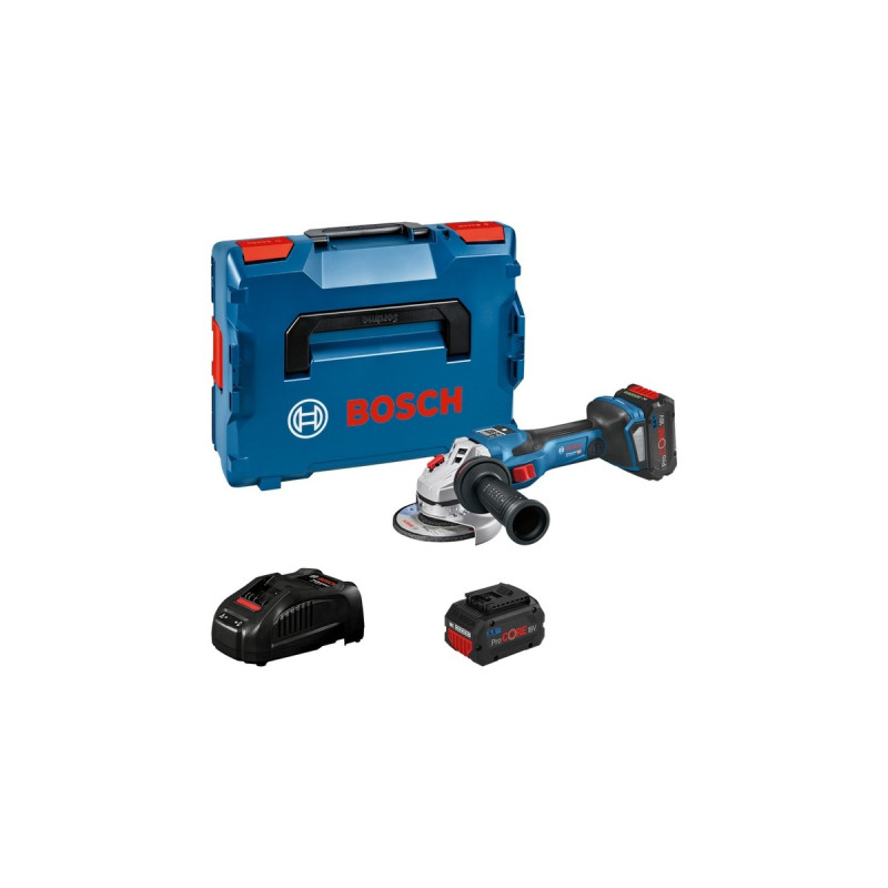 Bosch Akku-Winkelschleifer BITURBO GWS 18V-15 SC Professional(blau/schwarz, 2x Akku ProCORE18V 5,5Ah, Bluetooth Modul, in L-BOXX)