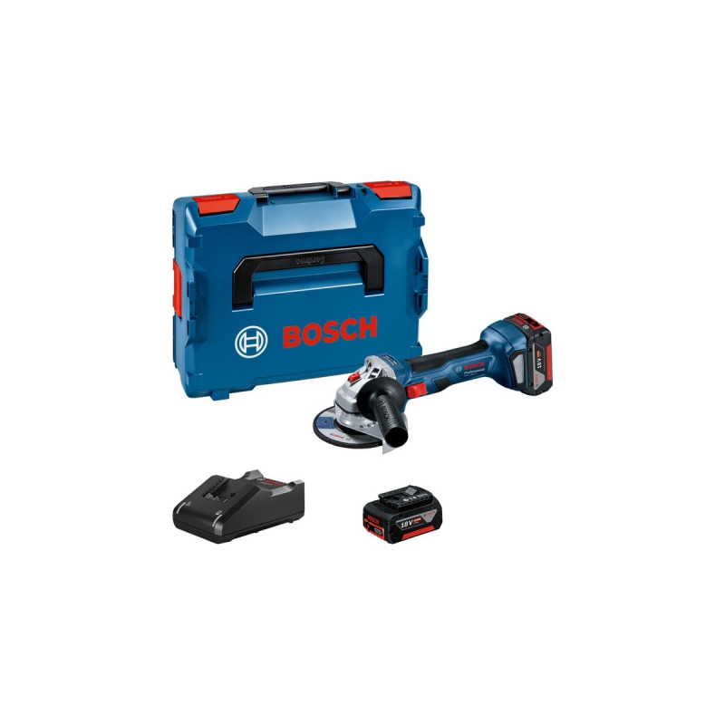 Bosch Akku-Winkelschleifer GWS 18V-7 Professional, Set(blau/schwarz, 2x Li-Ionen Akku 4,0Ah, L-BOXX)