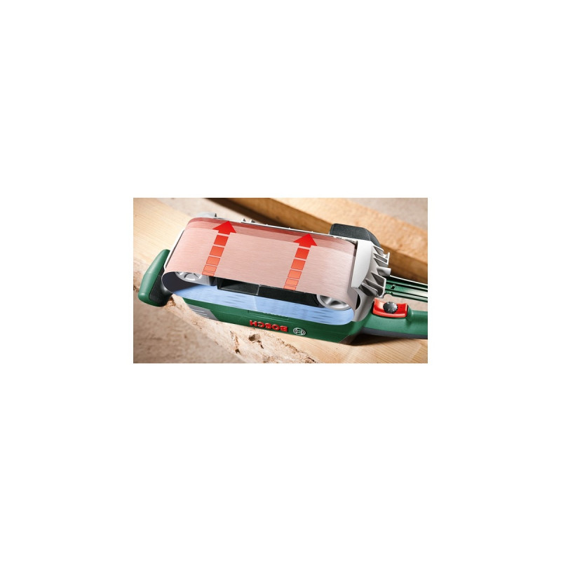 Bosch Bandschleifer PBS 75 AE, Set(grün, 750 Watt, Parallel- und Winkelanschlag)