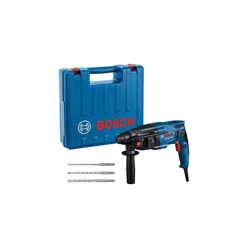 Bosch Bohrhammer GBH 2-21 Professional, mit 3-teiligen Bohrer-Set(blau/schwarz, 720 Watt, Koffer)