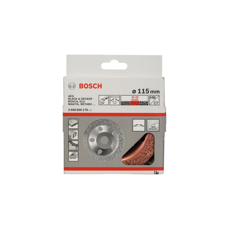 Bosch Carbide-Schleifkopf, Ø 115mm, mittelgrob, flach, Schleifscheibe(Bohrung 22,23mm)