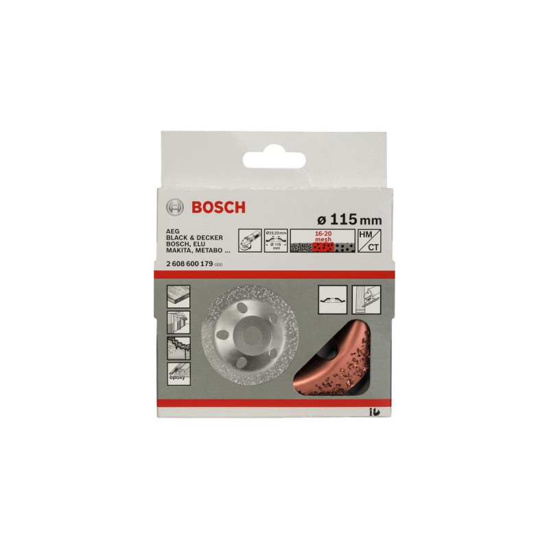 Bosch Carbide-Schleifkopf, Ø 115mm, mittelgrob, schräg, Schleifscheibe(Bohrung 22,23mm)