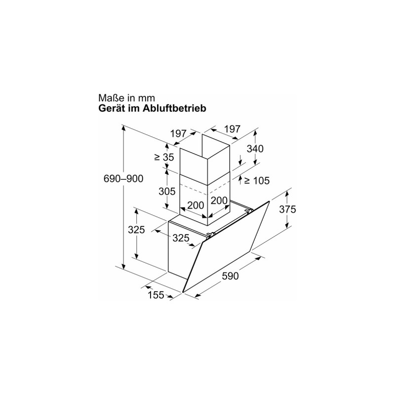 Bosch DWK65DK60 Serie 2, Dunstabzugshaube(schwarz, 60 cm)