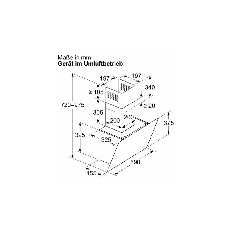 Bosch DWK65DK60 Serie 2, Dunstabzugshaube(schwarz, 60 cm)