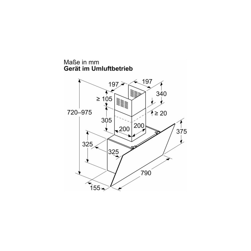 Bosch DWK85DK60 Serie 2, Dunstabzugshaube(schwarz, 80 cm)