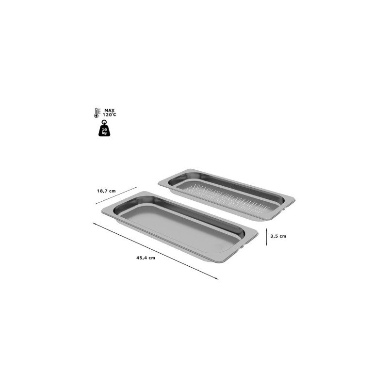 Bosch Dampfcontainer (gelocht / ungelocht) HEZ66D52, Größe M, Dampfgareinsatz(edelstahl, 2 Stück, Gastronorm-Behälter)