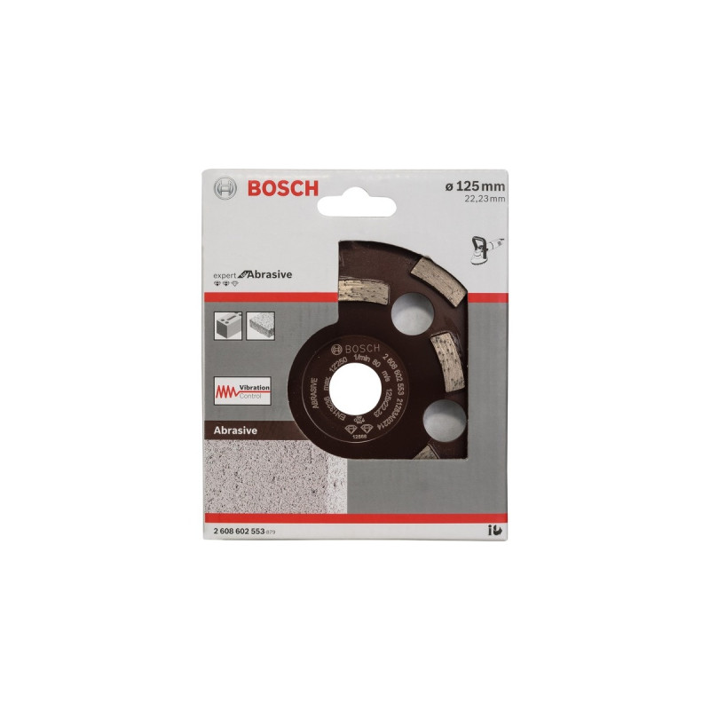 Bosch Diamant-Topfscheibe Expert for Abrasive, Ø 125mm, Schleifscheibe(Bohrung 22,23mm, für Beton- und Winkelschleifer)