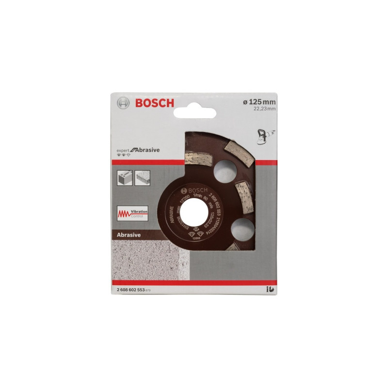 Bosch Diamant-Topfscheibe Expert for Abrasive, Ø 125mm, Schleifscheibe(Bohrung 22,23mm, für Beton- und Winkelschleifer)