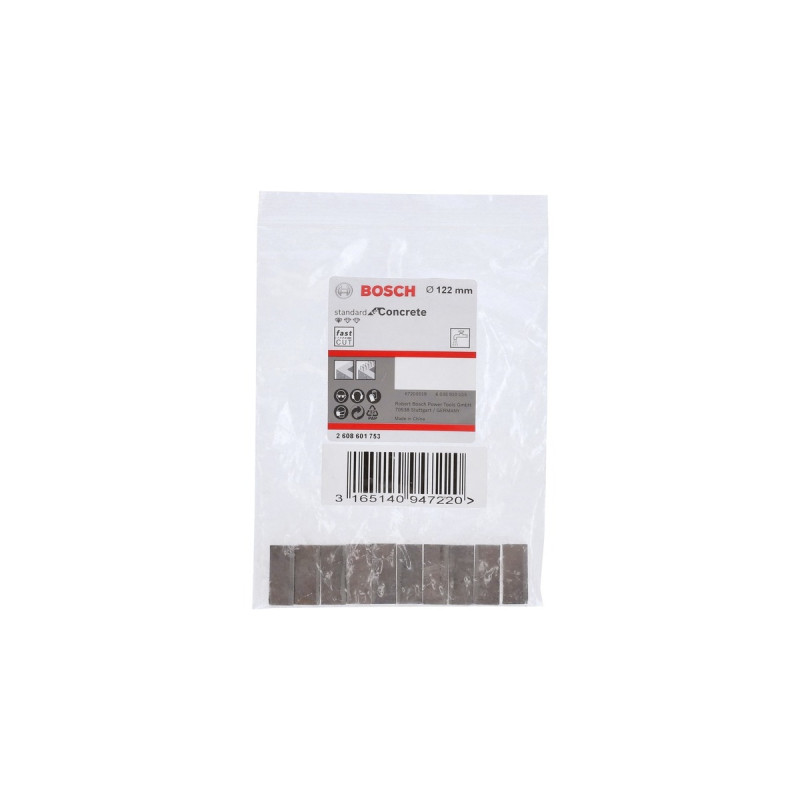 Bosch Diamantbohrkronen-Segmente Standard for Concrete, Bohrer(10 Stück, für Bohrkrone Ø 122mm)