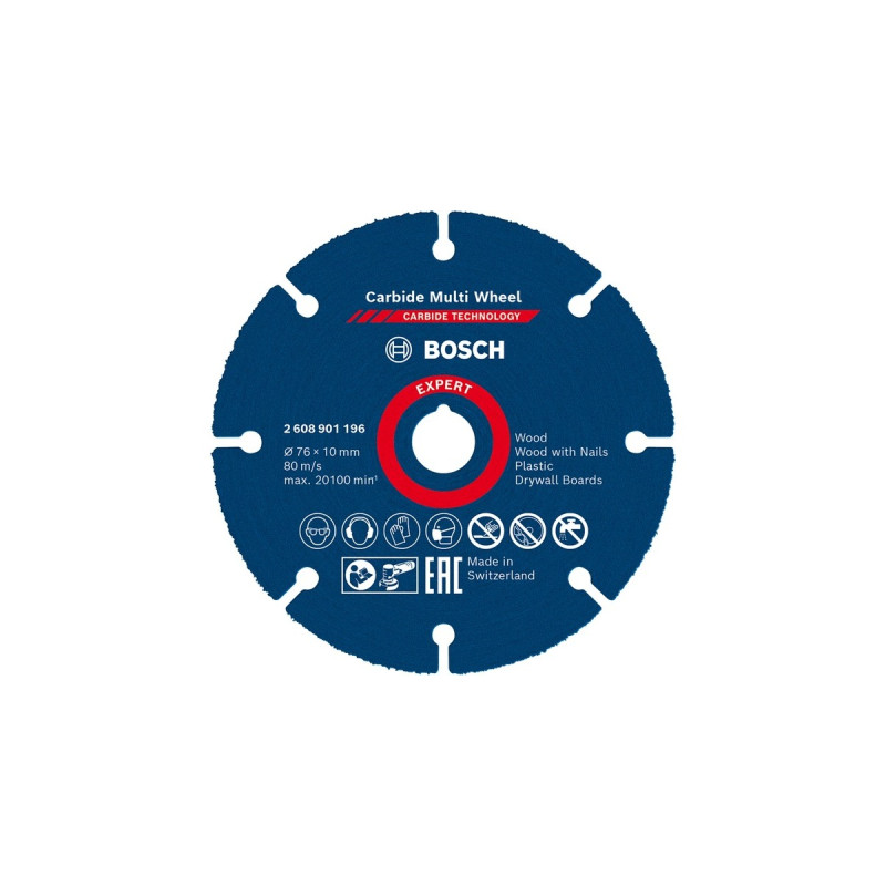 Bosch EXPERT Carbide MultiWheel Trennscheibe, Ø 76mm(Bohrung 10mm, für Mini-Winkelschleifer)