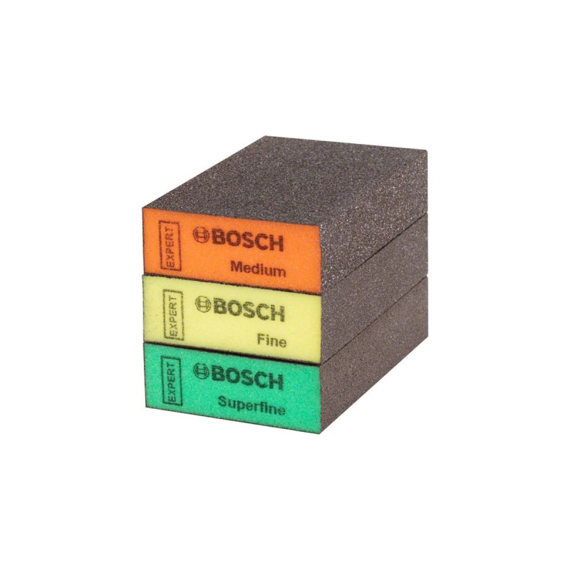 Bosch EXPERT S471 Standard Schleifblock-Set, 3-teilig, Schleifschwamm(mehrfarbig, 97 x 69 x 26mm)