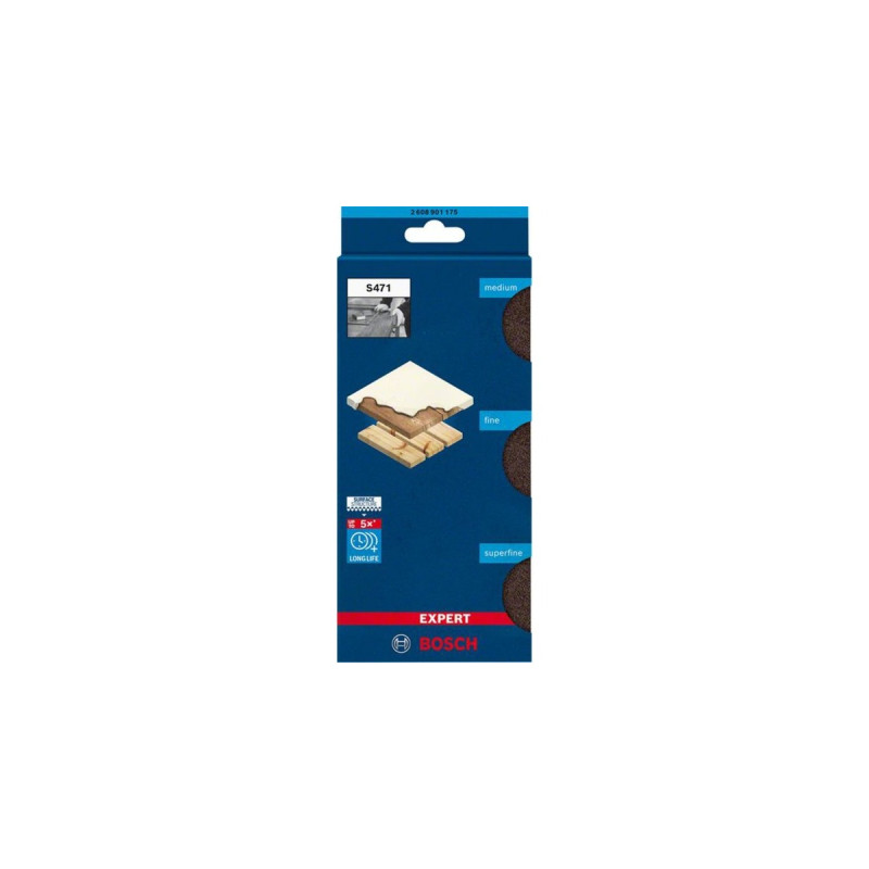 Bosch EXPERT S471 Standard Schleifblock-Set, 3-teilig, Schleifschwamm(mehrfarbig, 97 x 69 x 26mm)