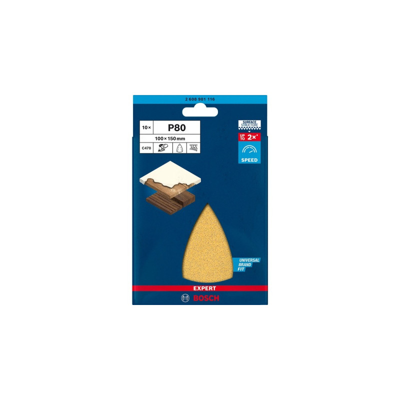 Bosch Expert C470 Schleifblatt, 100 x 150mm, K80(10 Stück, für Multischleifer)