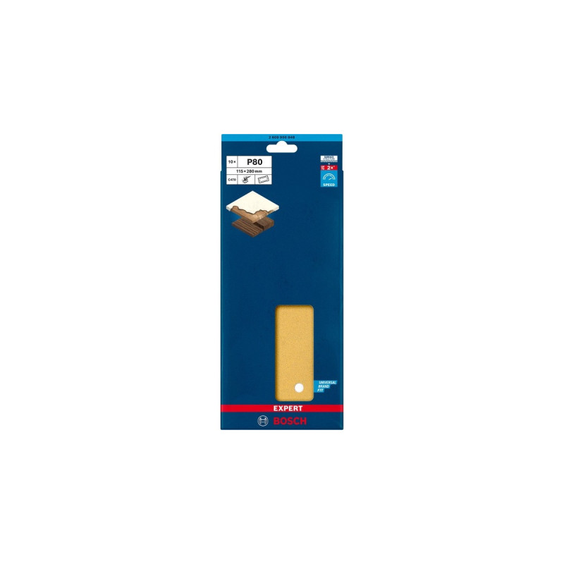 Bosch Expert C470 Schleifblatt, 115 x 280mm, K80(10 Stück, für Schwingschleifer)